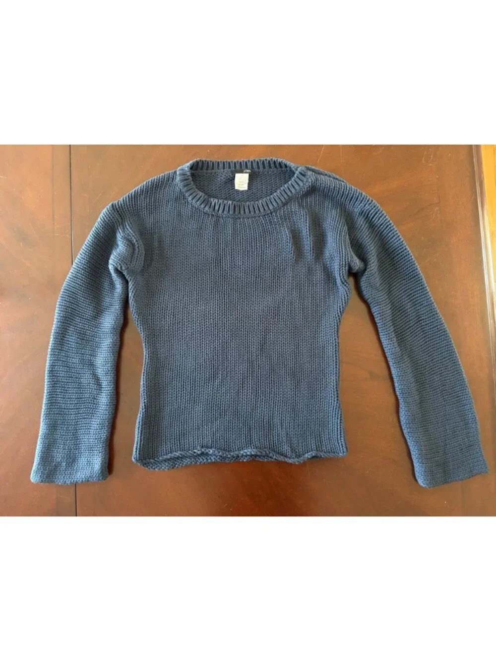 J.Crew Cotton Chunky Knit Fitted Crewneck Sweater Slate Blue Gray Size Small